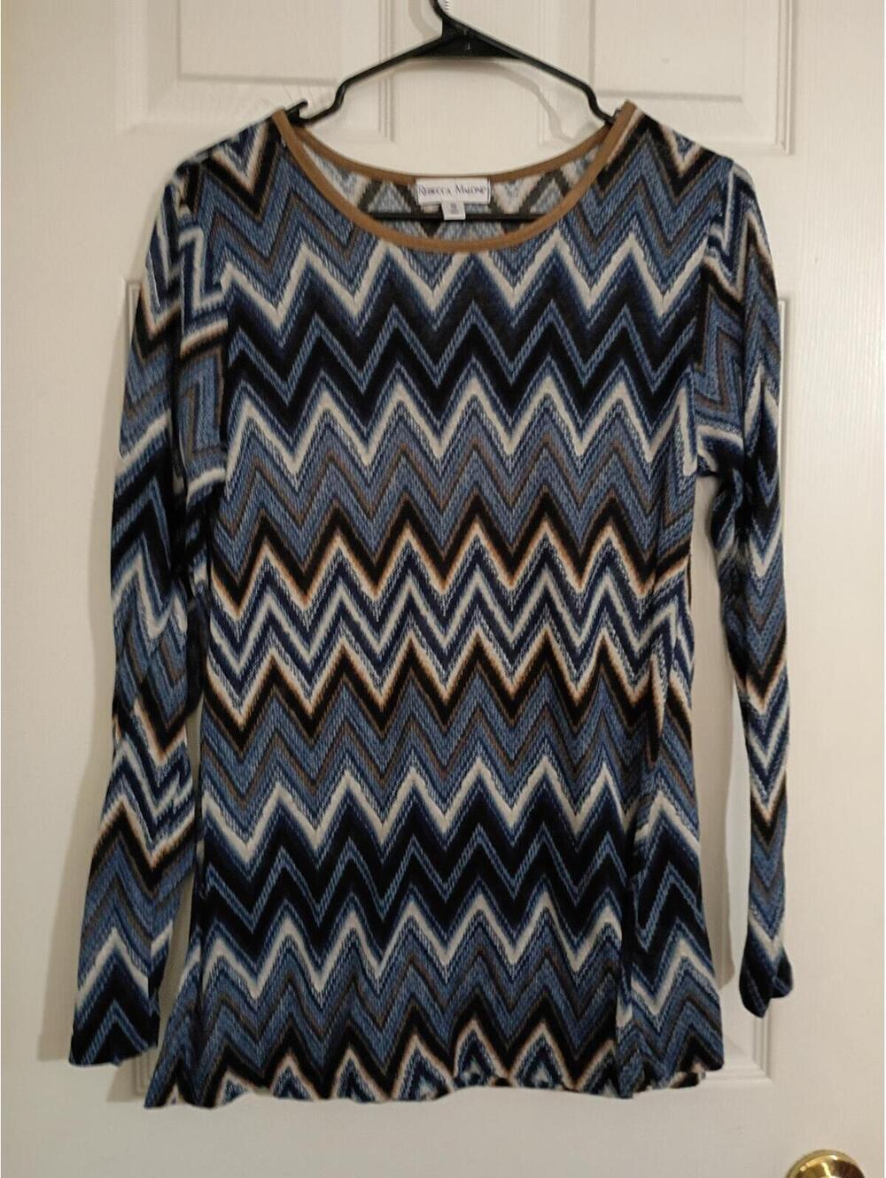 Rebecca Malone Small Long Sleeve Zigzag Pattern Top